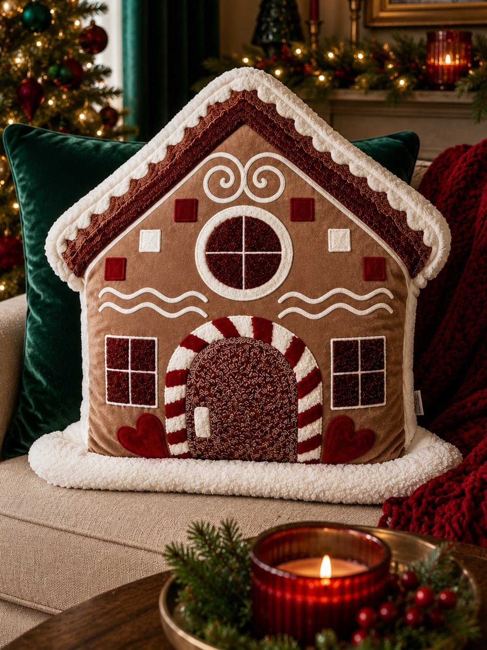 Tommy Bahama Festive Gingerbread House Pillow